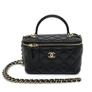 Chanel Matelasse Chain Shoulder Vanity Bag AP2199 GL Hardware Lambskin 488573